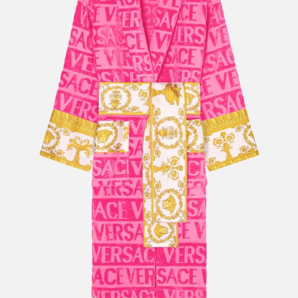 Pink Versace baroque bathrobe